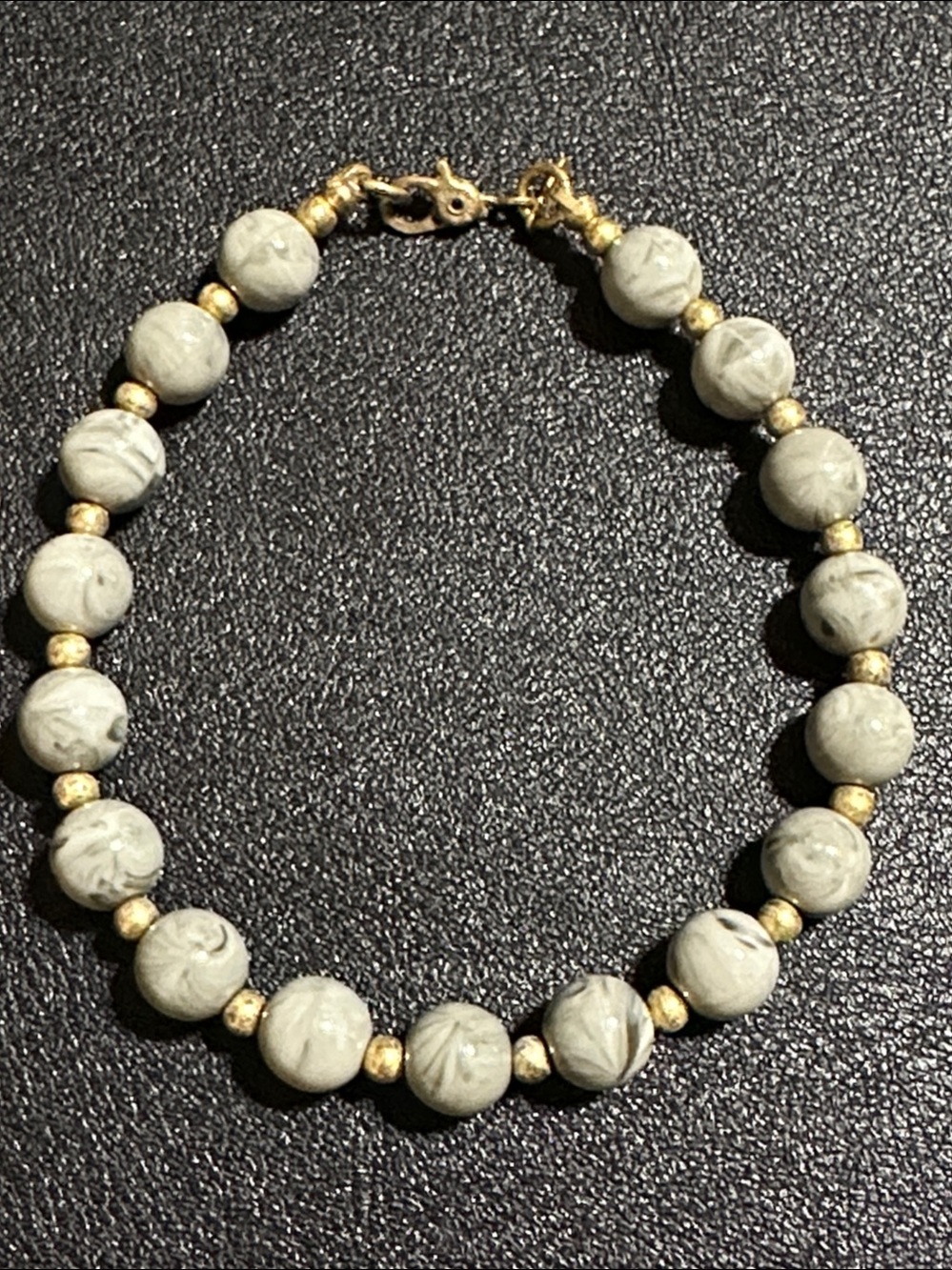 Monet Grey & Black Marbled Bead Vintage Bracelet